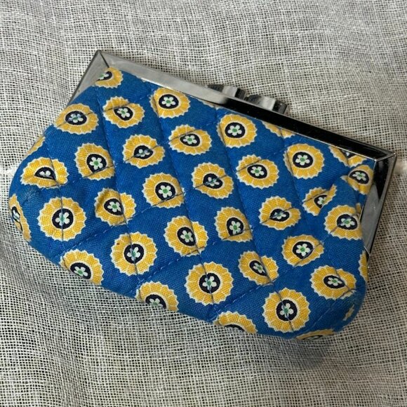 Vera Bradley Riviera Blue Pattern Hinged Kiss Lock Coin Purse Designer NWOT - Picture 7 of 7